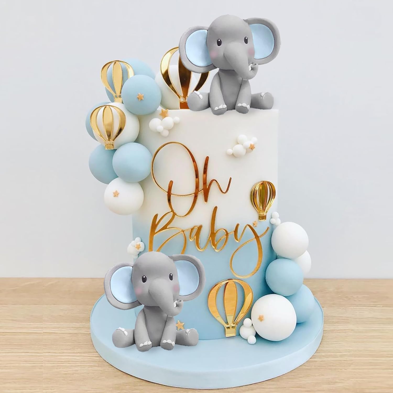 Baby Nursery Hot Air Balloon - Dekorasi Kue Gajah Puncak Kue Bayi