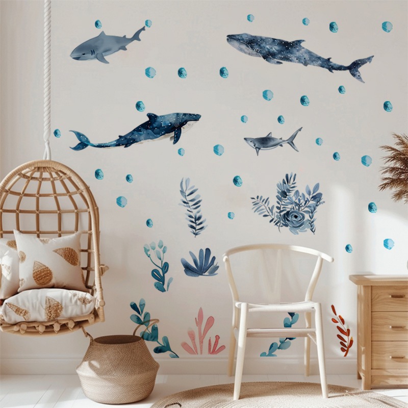 Baby Nursery Ocean - Undersea stiker dinding ikan paus hiu