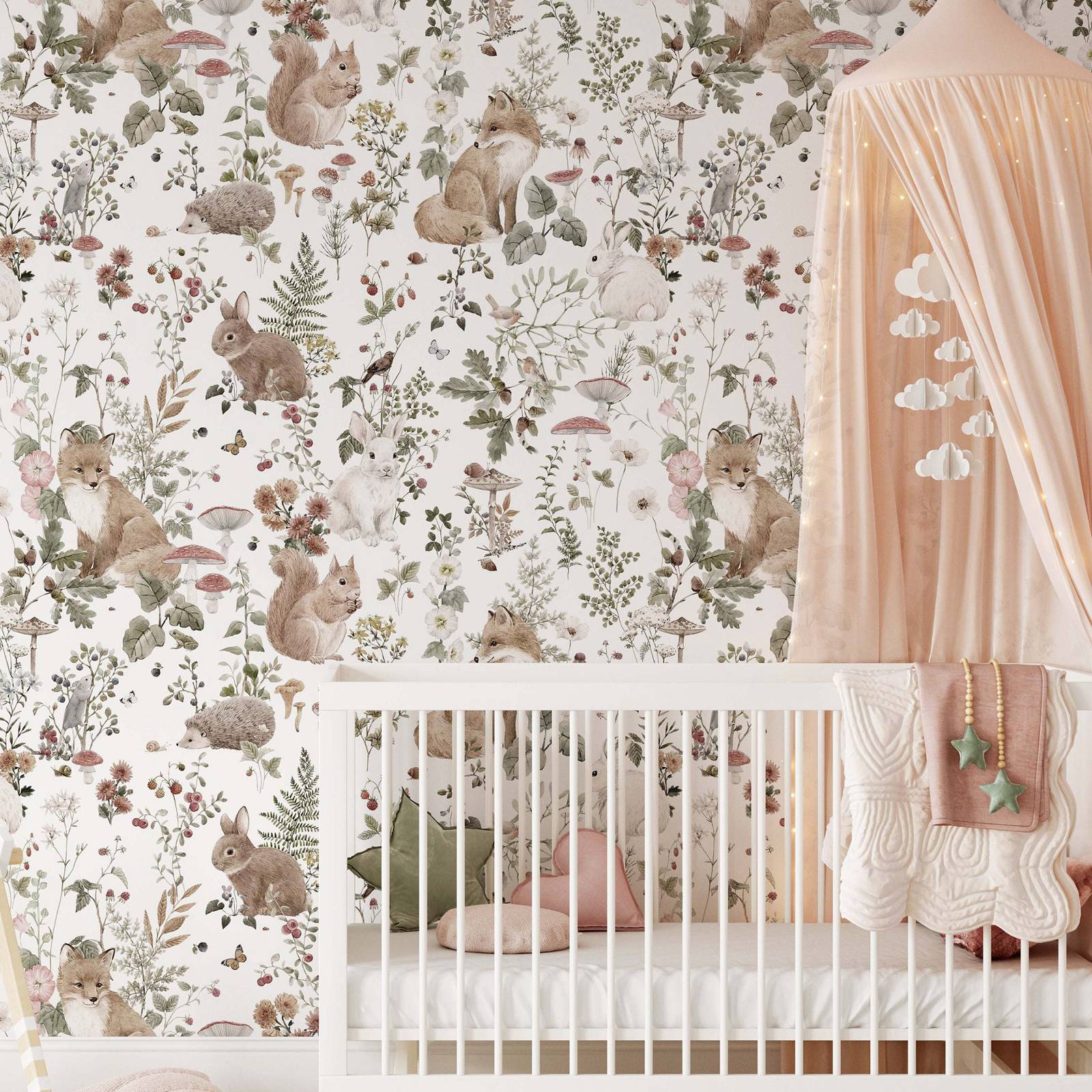 Baby Nursery Vintage - MuraL bayi hutan, Wallpaper skala besar