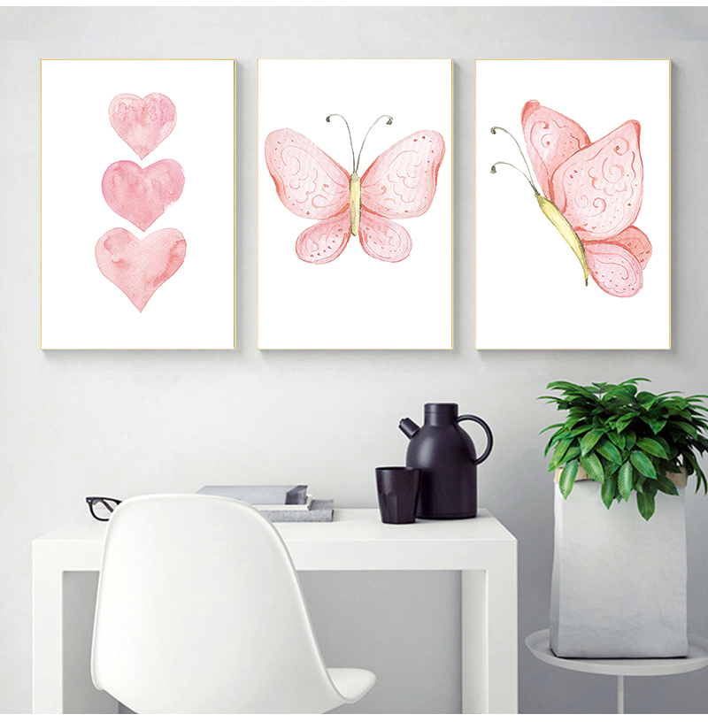 Baby Nursery Pink - Lukisan Kanvas Hati Merah Muda, Seni