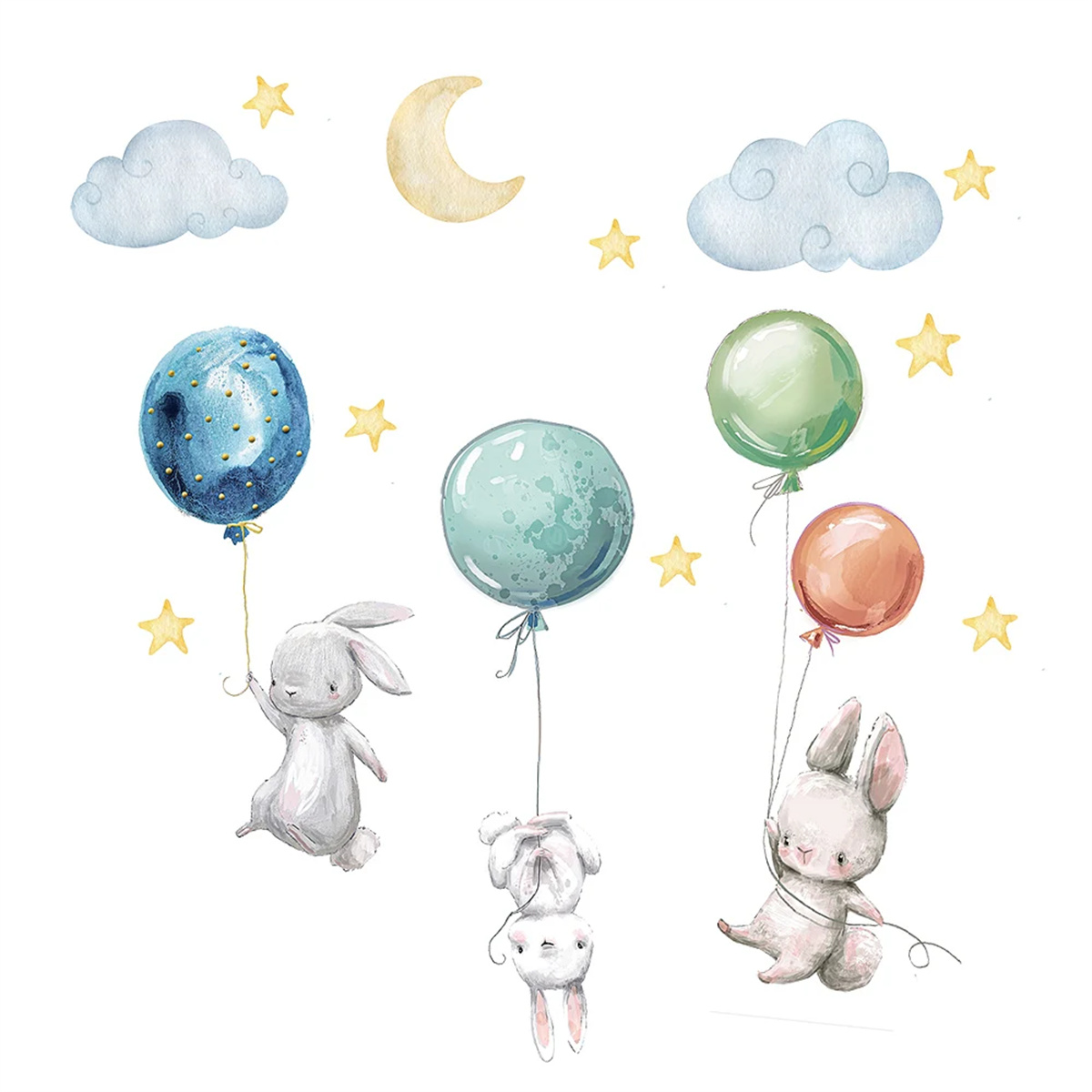 Baby Nursery Hot Air Balloon - Stiker Dinding Kartun Hewan Balon Udara