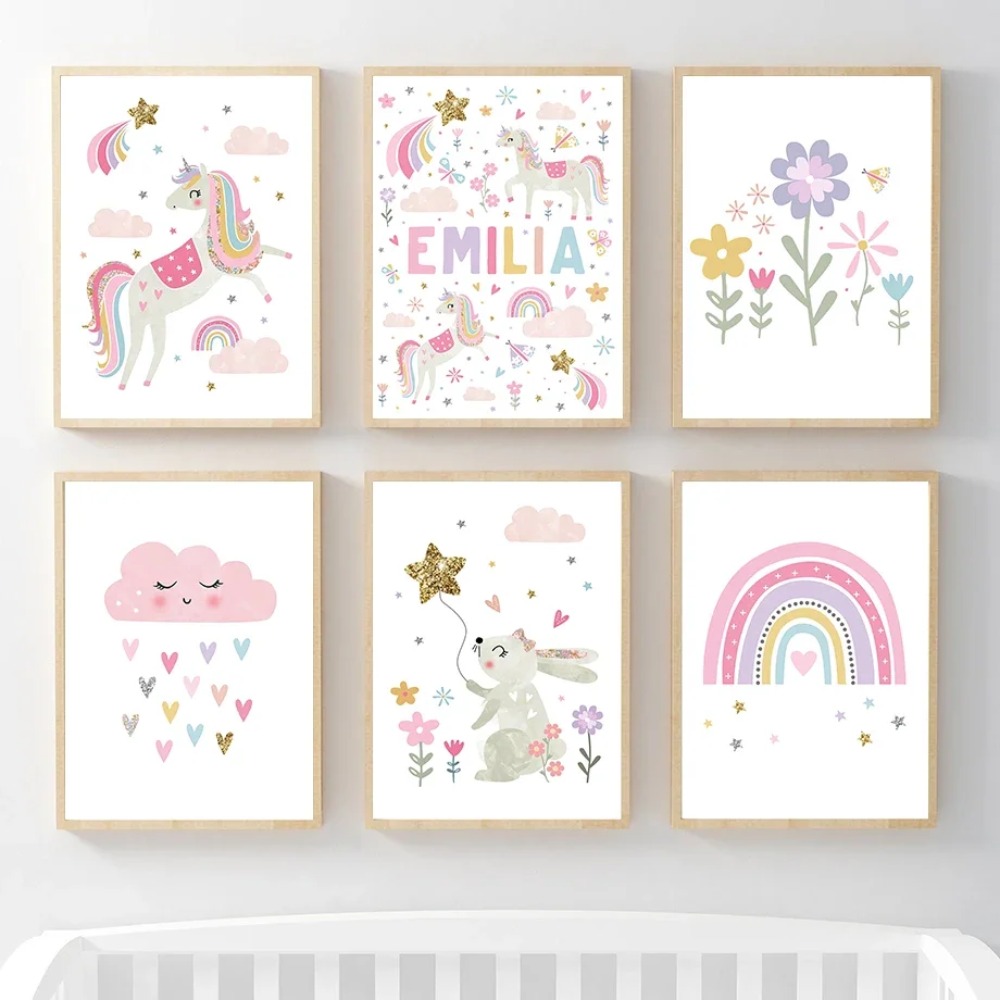 Baby Nursery Pink - Poster Lukisan Kanvas Seni Dinding Kamar