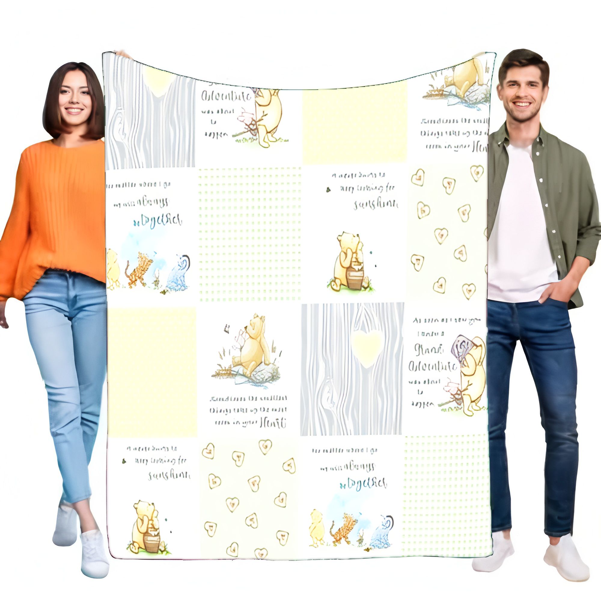 Baby Nursery Winnie The Pooh - Selimut Patchwork Berwarna-warni Winnie the Pooh