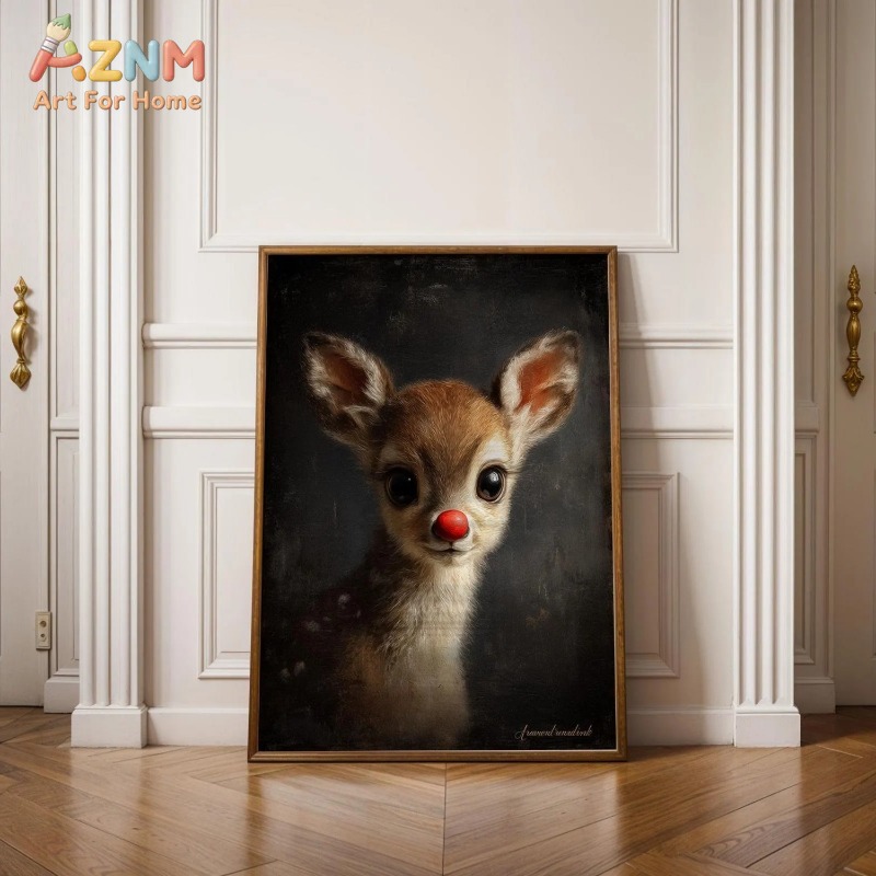 Baby Nursery Vintage - Lukisan Kanvas Tanpa Bingkai, Gambar Rusa