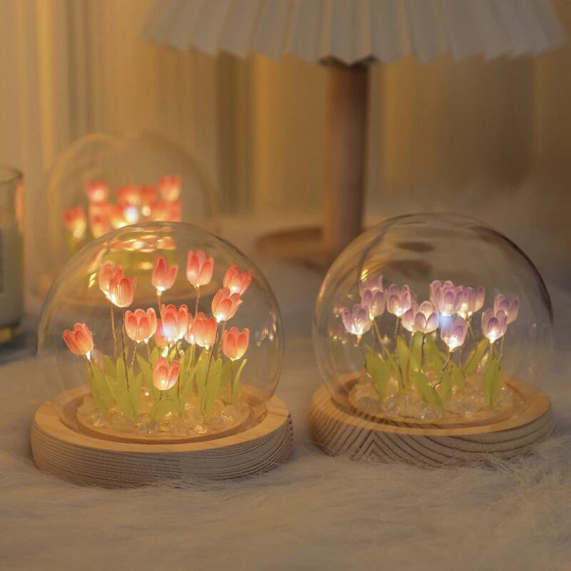Baby Nursery Lamp - Lampu malam bunga Tulip buatan tangan,