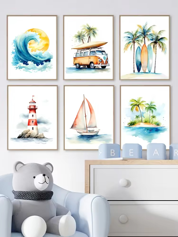 Surf tema laut pembibitan merc - Baby Nursery Ocean ulasan dan harga