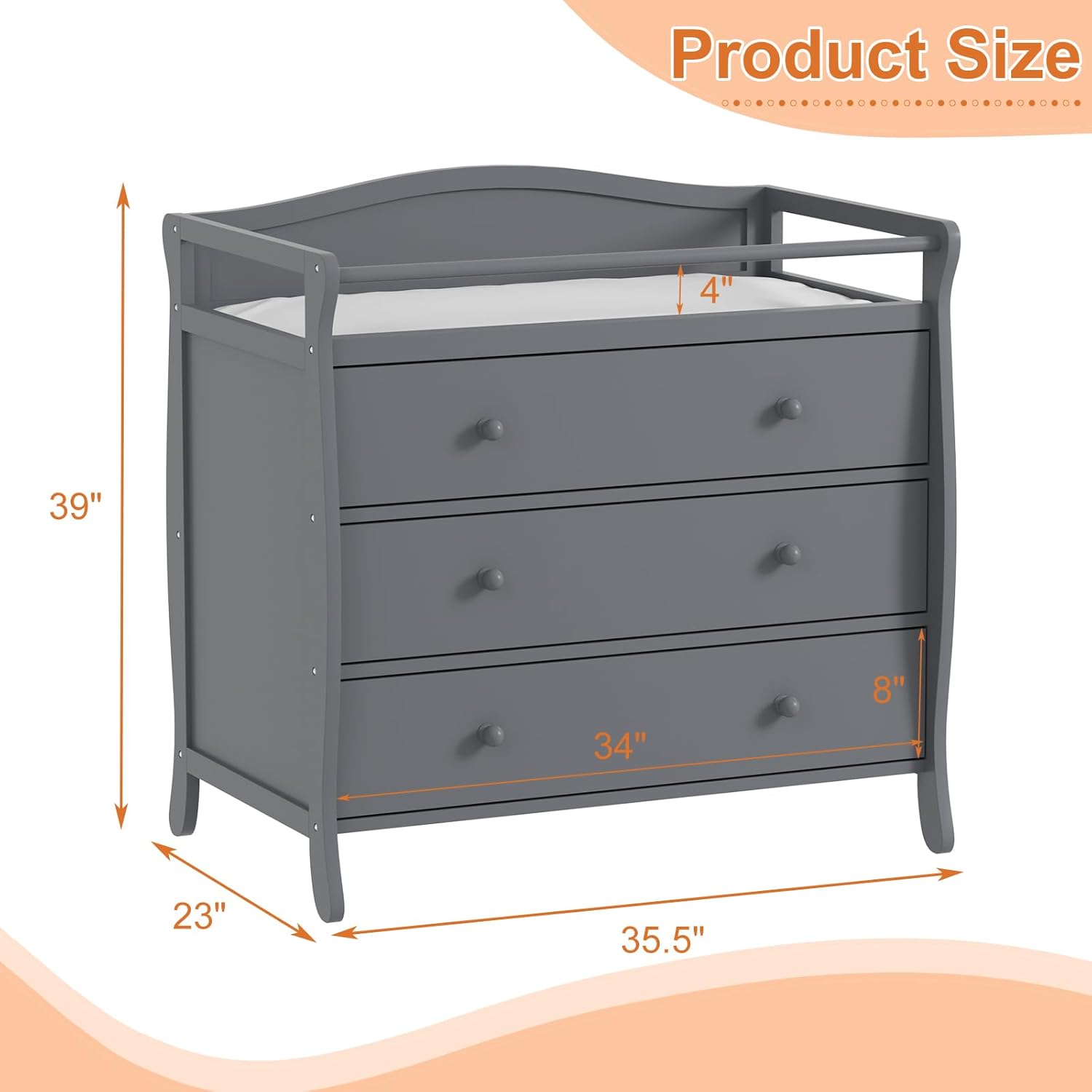 Meja Ganti Popok Bayi 3 Laci K - Baby Nursery Drawers ulasan dan harga