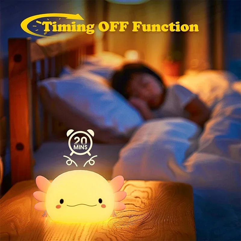 Lampu Tidur Silikon Axolotl Lu - Baby Nursery Pink ulasan dan harga