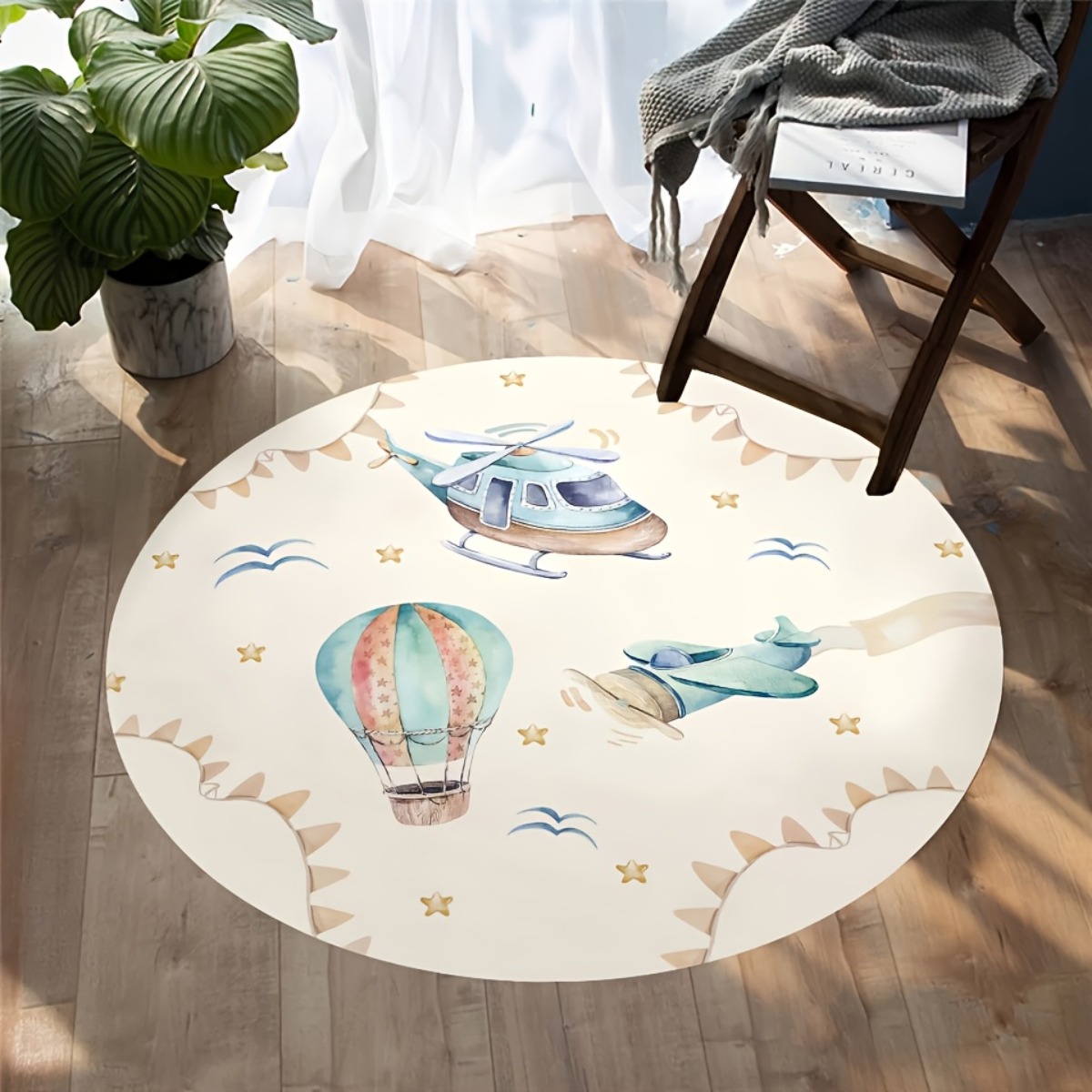 Karpet Bermain Bulat Motif Bal - Baby Nursery Hot Air Balloon ulasan dan harga