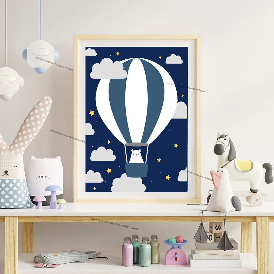 Kartun Balon Udara Panas Roket - Baby Nursery Hot Air Balloon ulasan dan harga