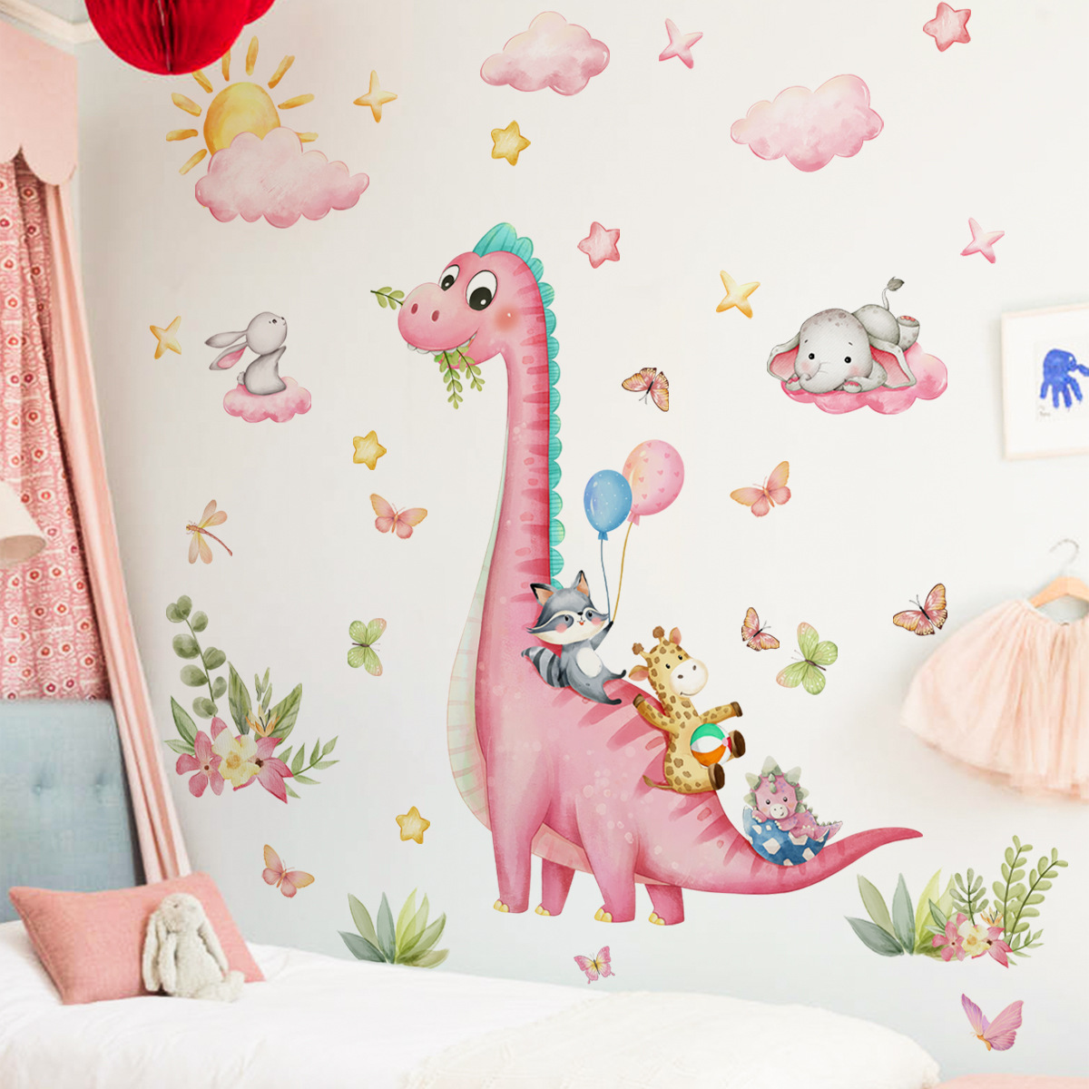 Stiker dinding taman hewan din - Baby Nursery Pink ulasan dan harga