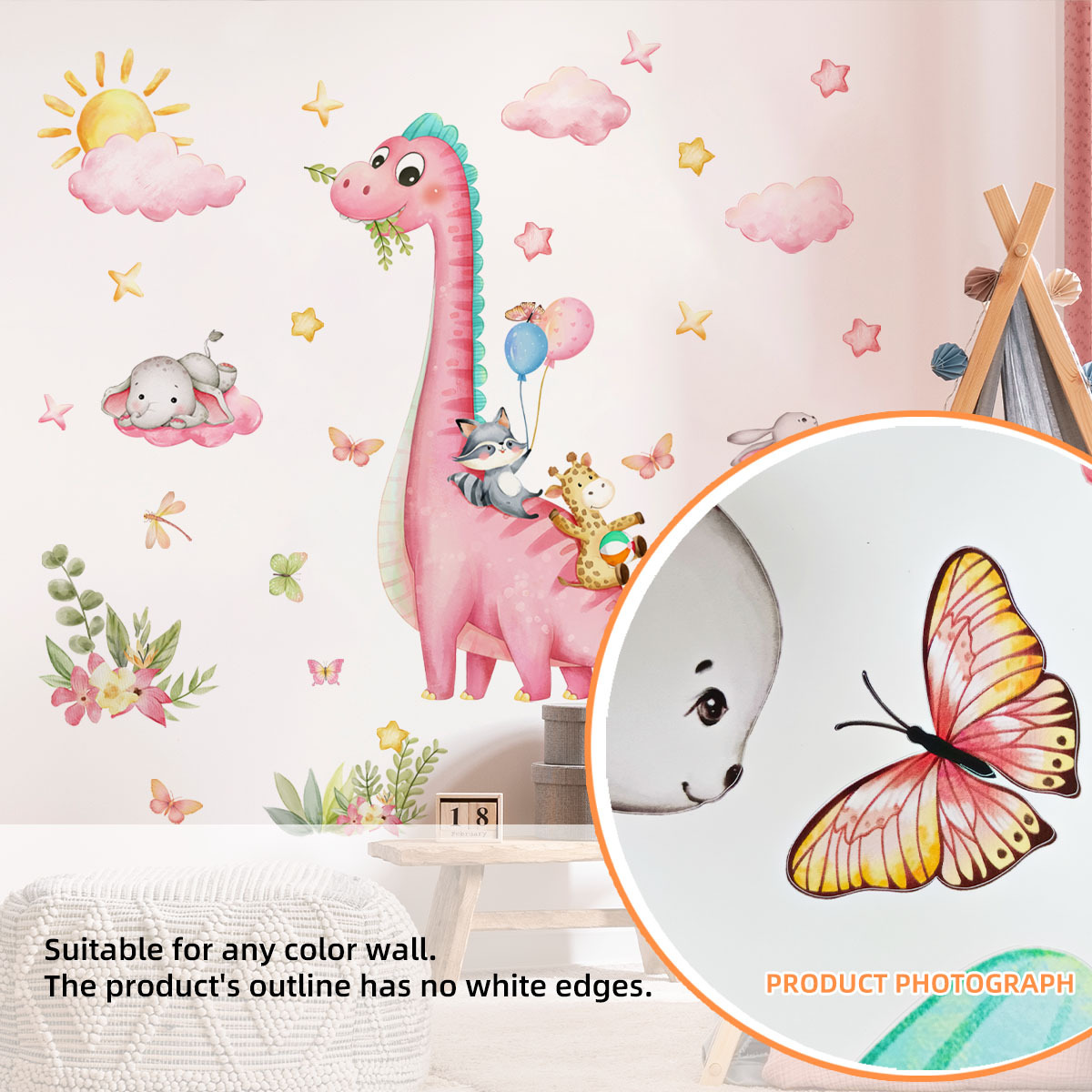 Stiker dinding taman hewan din - Baby Nursery Pink ulasan dan harga