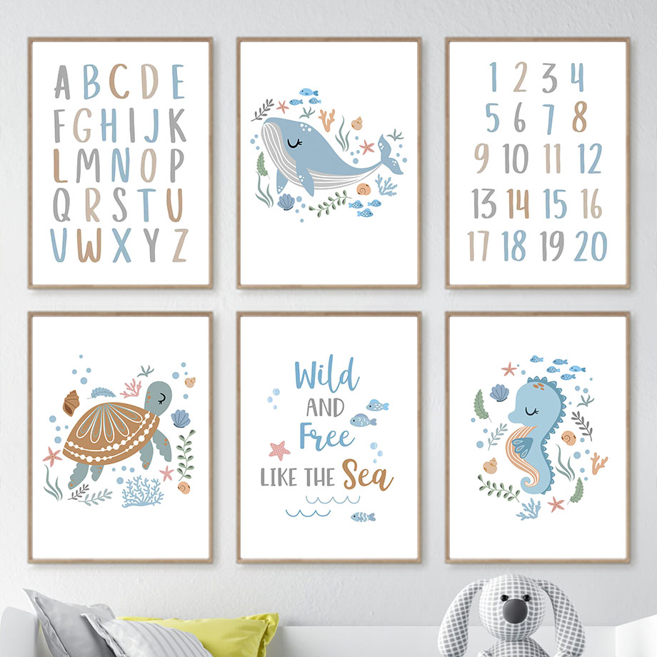 Unframe Hewan Laut Penyu Laut  - Baby Nursery Ocean ulasan dan harga