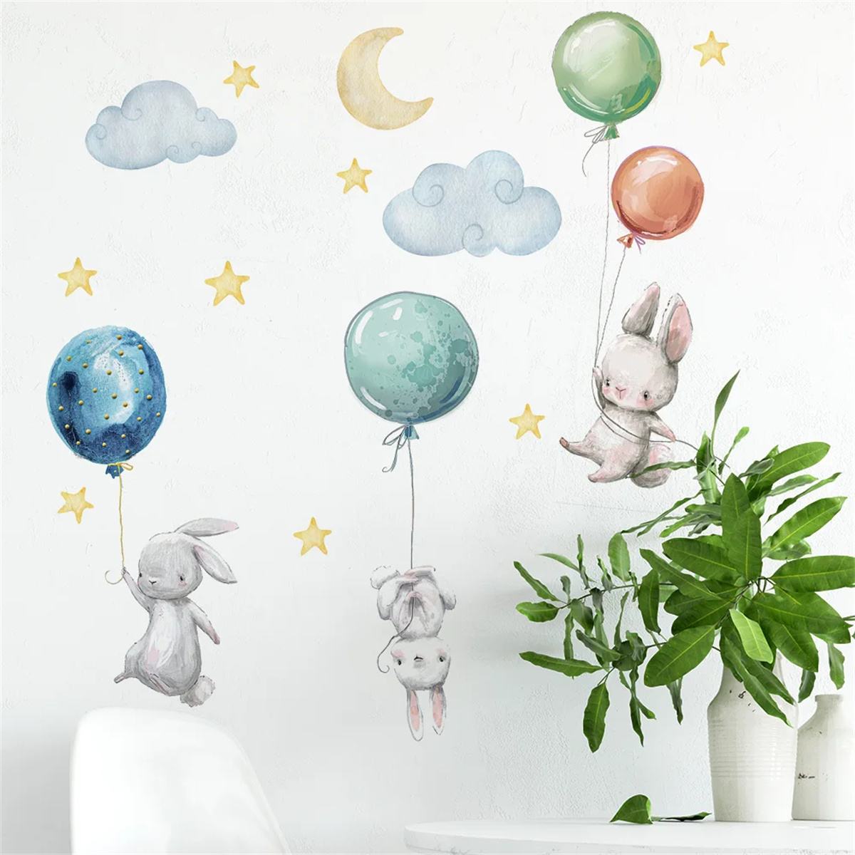Stiker Dinding Kartun Hewan Ba - Baby Nursery Hot Air Balloon ulasan dan harga