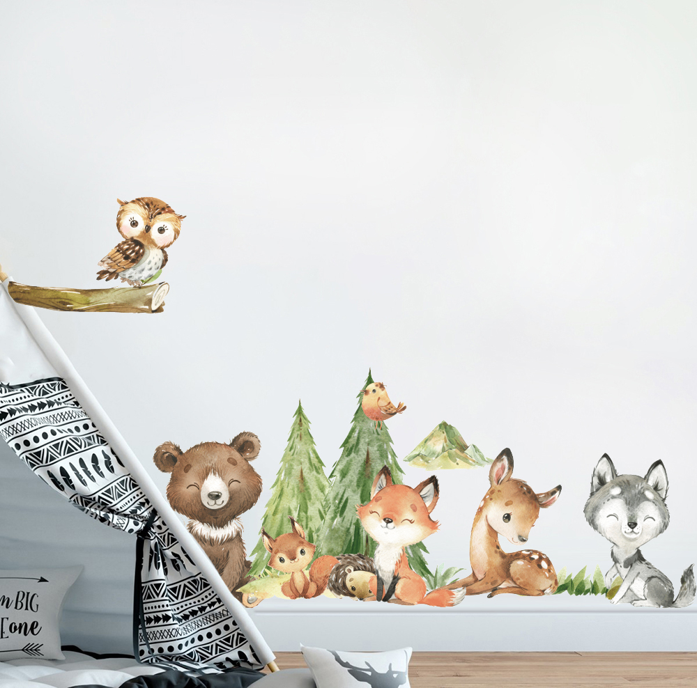 Stiker dinding hewan hutan cat - Baby Nursery Package ulasan dan harga