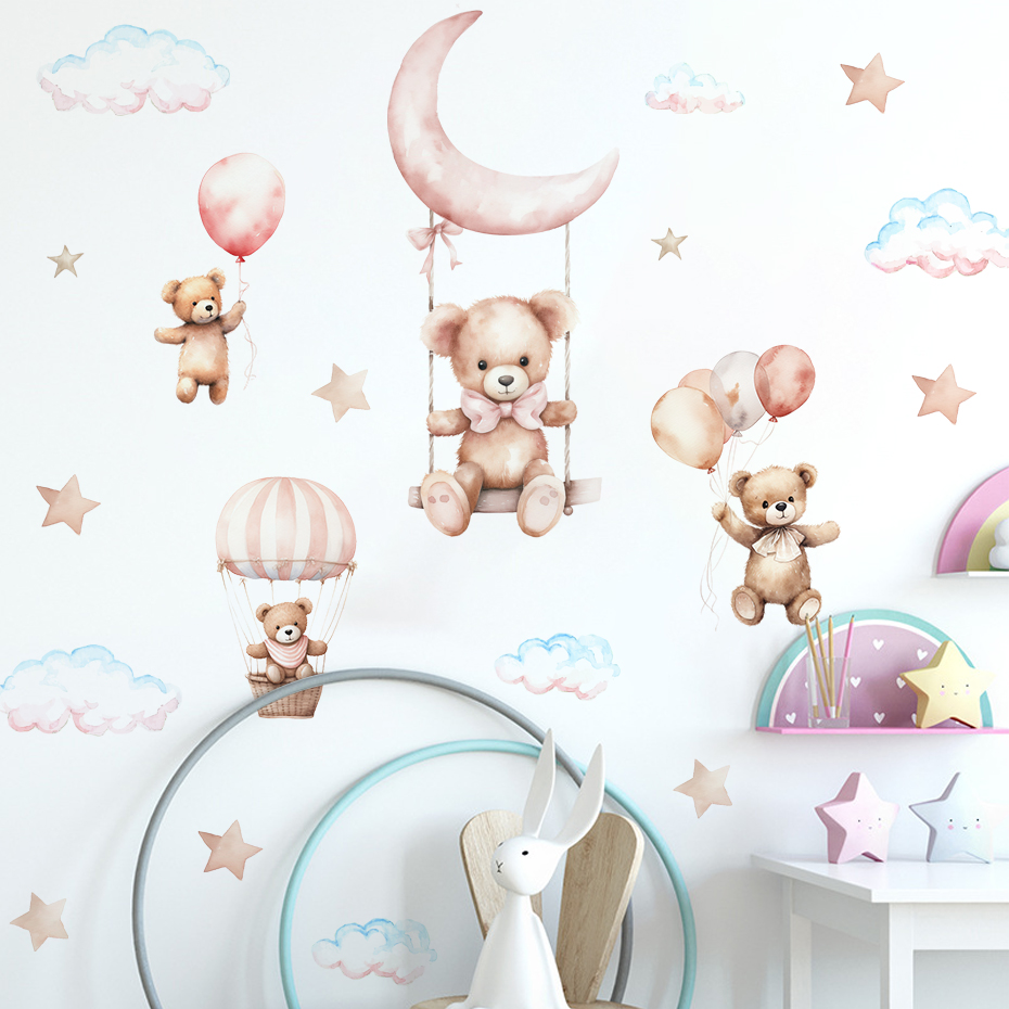 Stiker dinding awan balon udar - Baby Nursery Hot Air Balloon ulasan dan harga