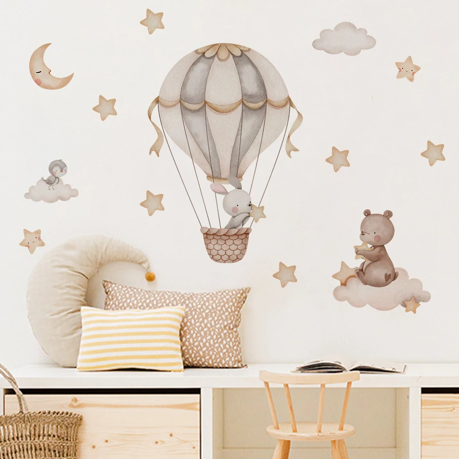 Stiker dinding awan balon udar - Baby Nursery Hot Air Balloon ulasan dan harga