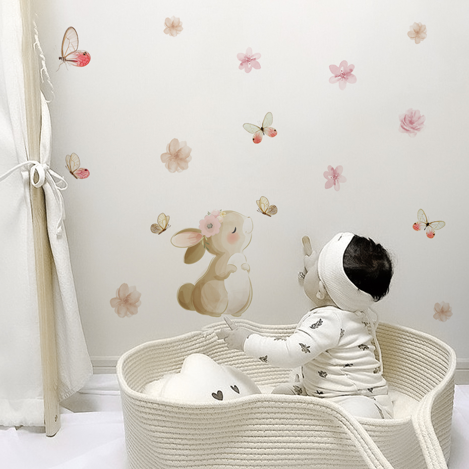 Stiker dinding kupu-kupu bunga - Baby Nursery Girl Room ulasan dan harga