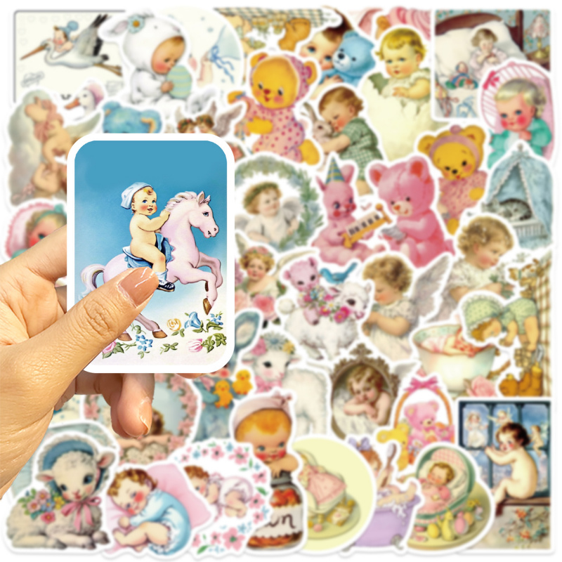 50 Buah Stiker Bayi Antik Stik - Baby Nursery Vintage ulasan dan harga