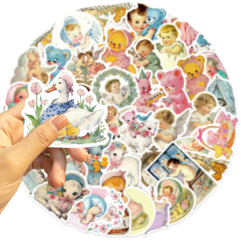 50 Buah Stiker Bayi Antik Stik - Baby Nursery Vintage ulasan dan harga