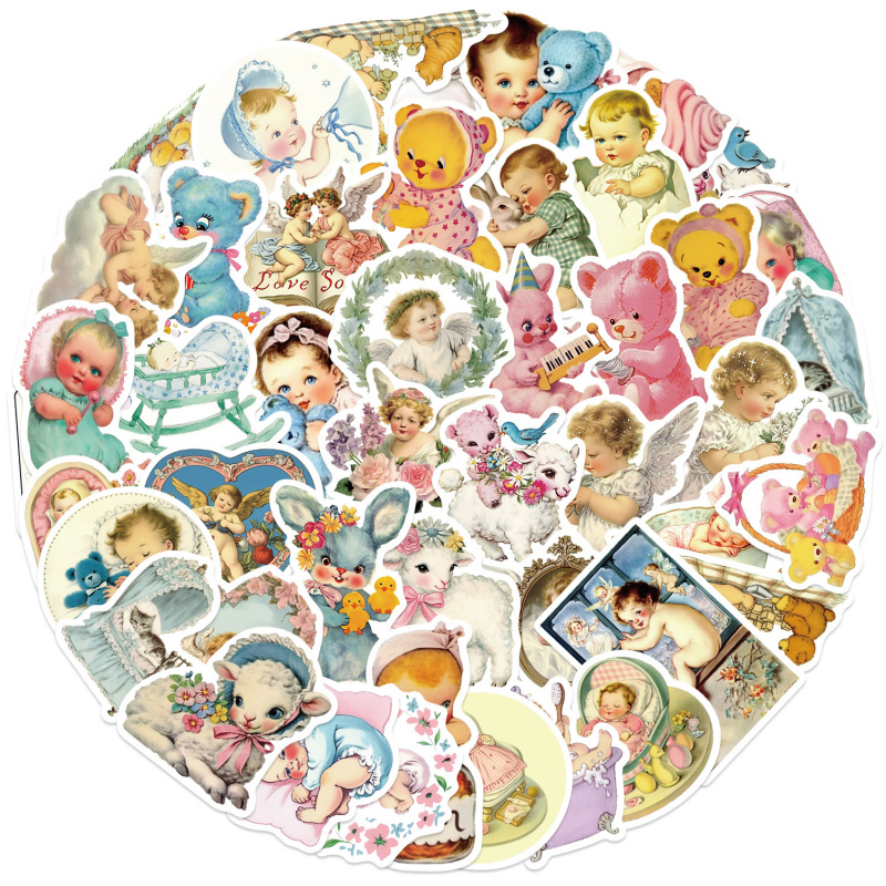 50 Buah Stiker Bayi Antik Stik - Baby Nursery Vintage ulasan dan harga