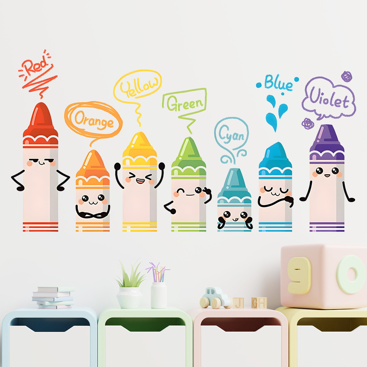 Stiker dinding pola krayon war - Baby Nursery Package ulasan dan harga