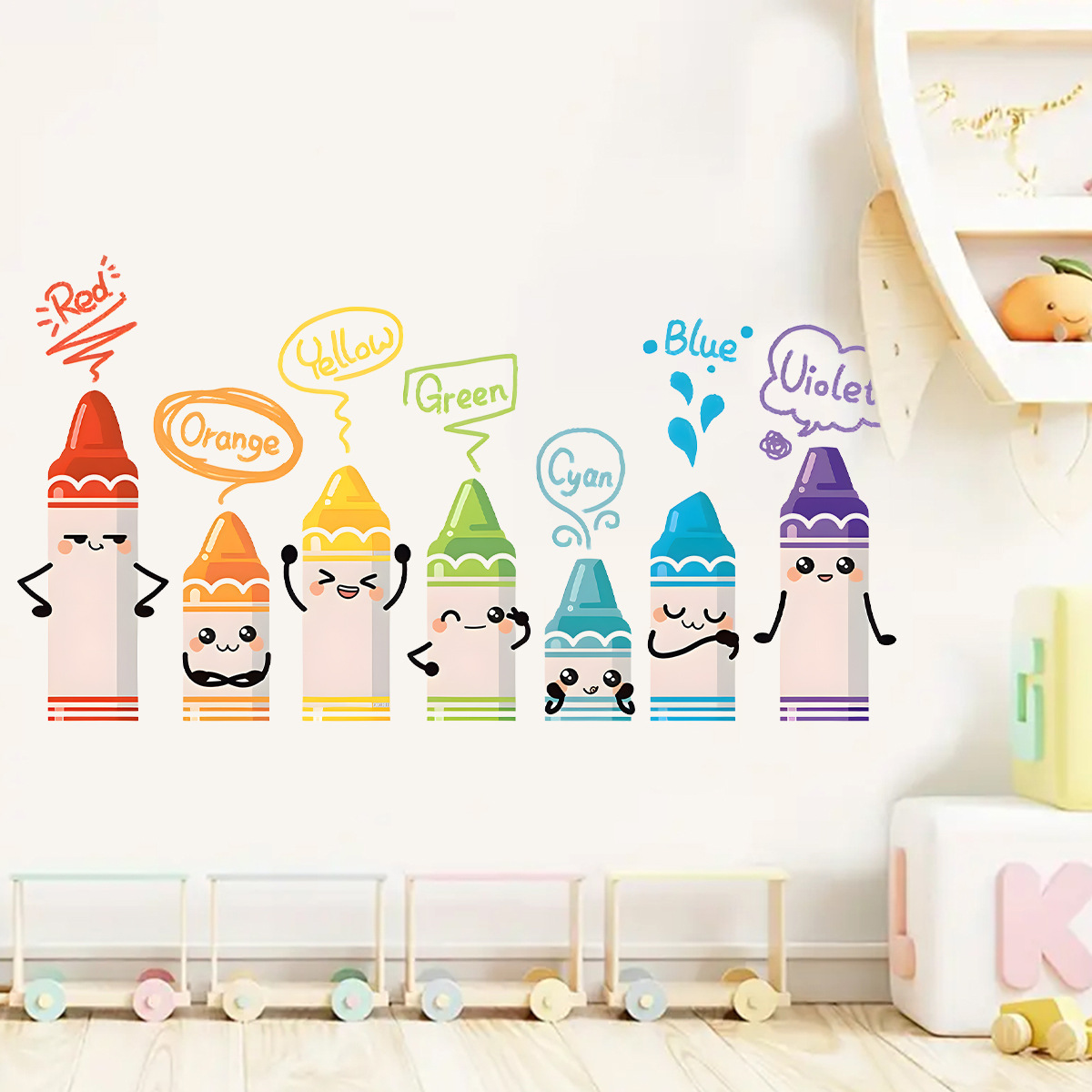 Stiker dinding pola krayon war - Baby Nursery Package ulasan dan harga