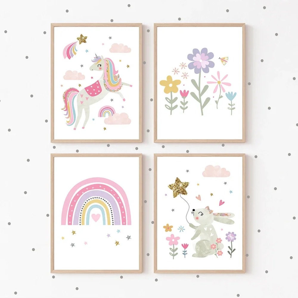 Poster Lukisan Kanvas Seni Din - Baby Nursery Pink ulasan dan harga