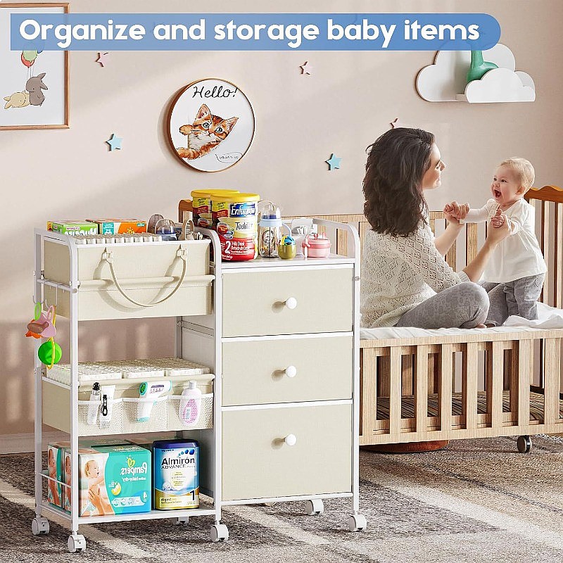 Troli Organizer Popok Bayi Kap - Baby Nursery Drawers ulasan dan harga