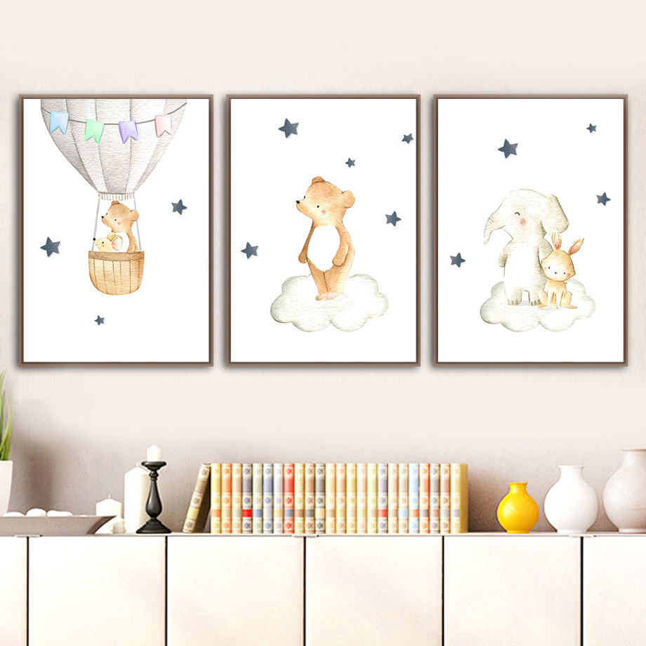 Lukisan Kanvas Seni Dinding Ka - Baby Nursery Elephant ulasan dan harga