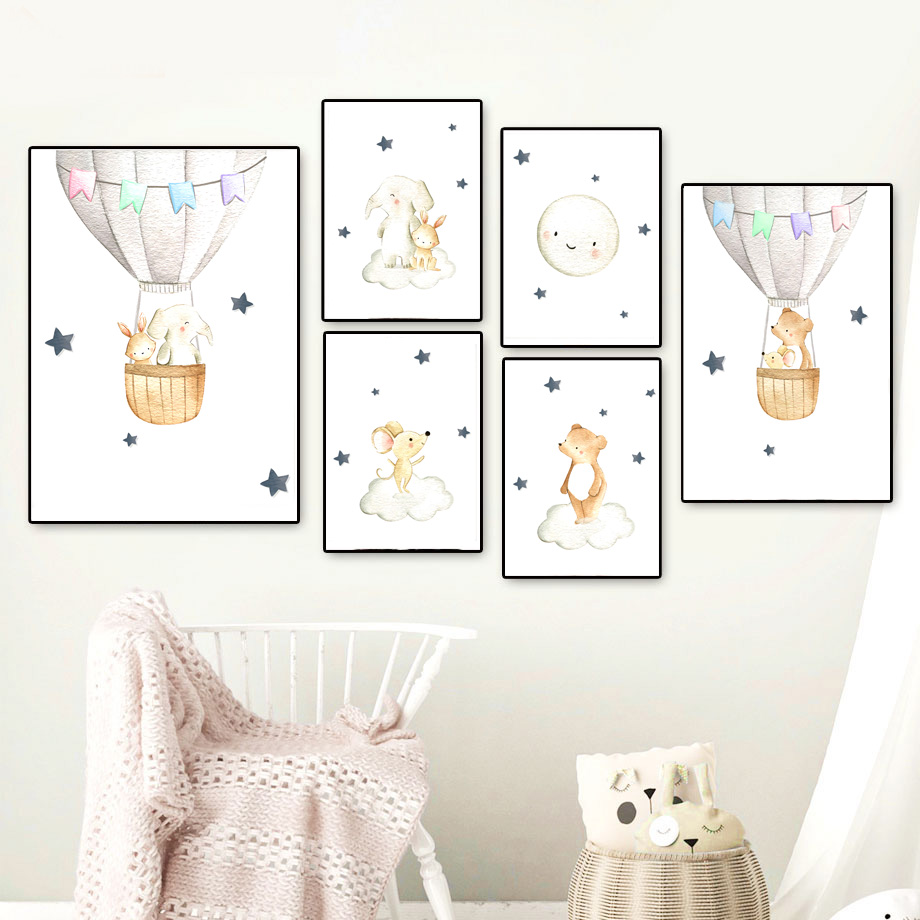 Lukisan Kanvas Seni Dinding Ka - Baby Nursery Elephant ulasan dan harga