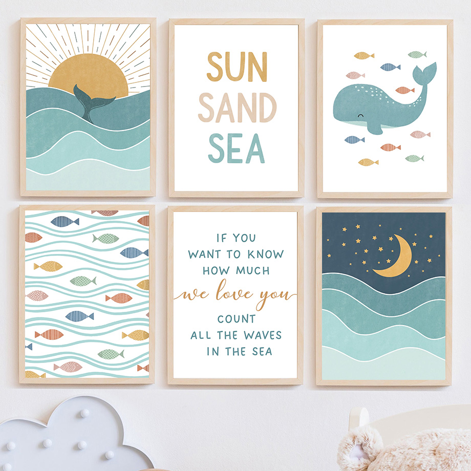 1 Buah Poster Lukisan Kanvas S - Baby Nursery Ocean ulasan dan harga
