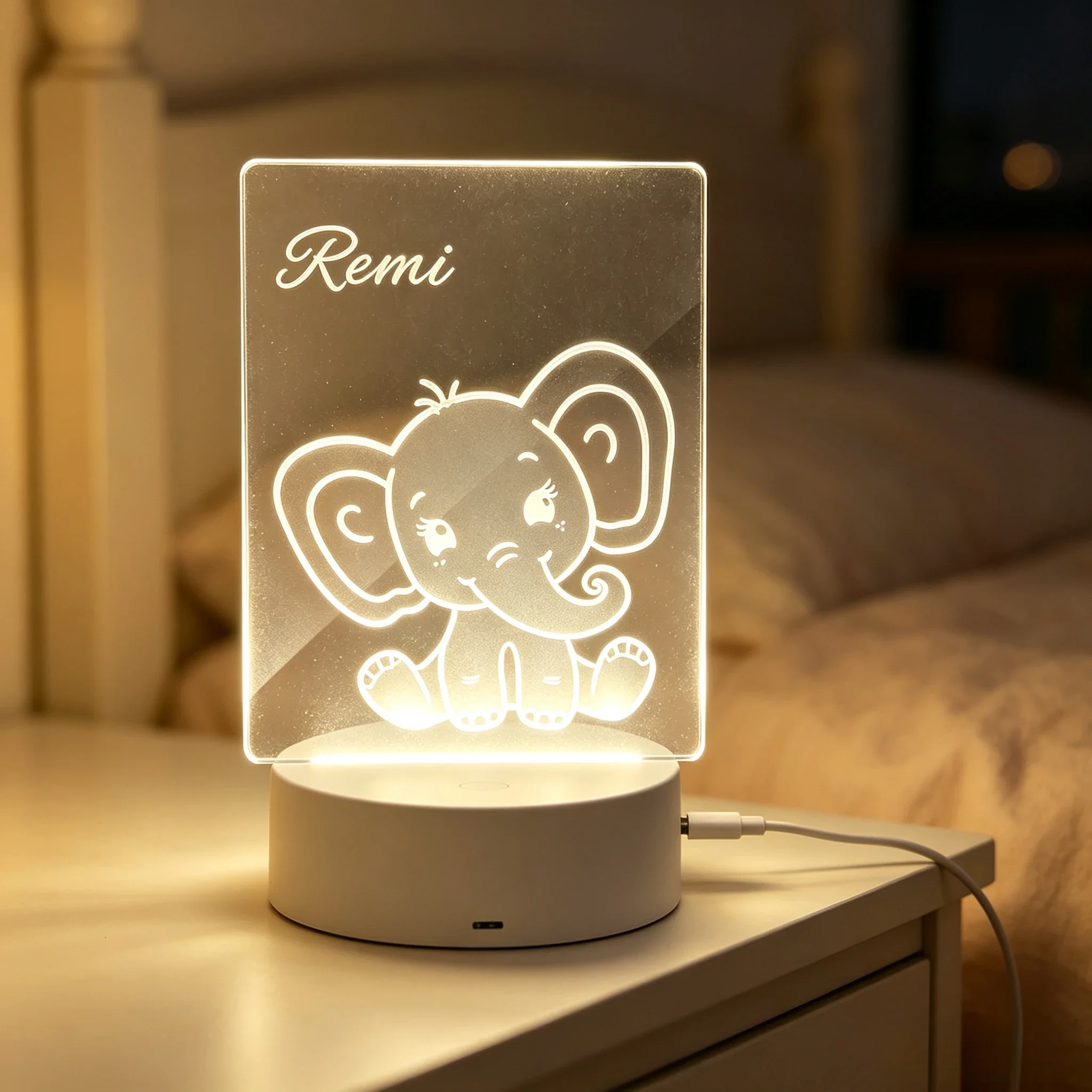 Lampu Tidur LED USB Akrilik Si - Baby Nursery Elephant ulasan dan harga