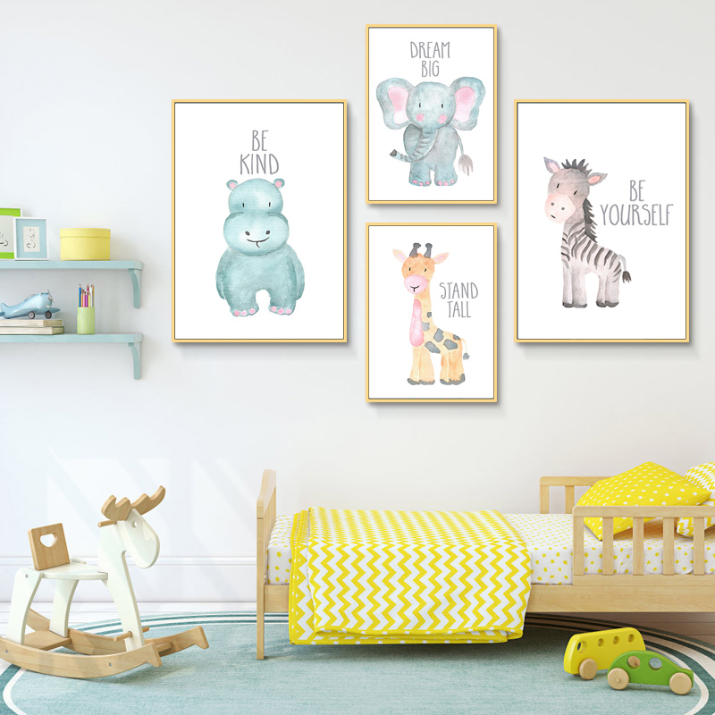 Poster kanvas jerapah singa he - Baby Nursery Elephant ulasan dan harga