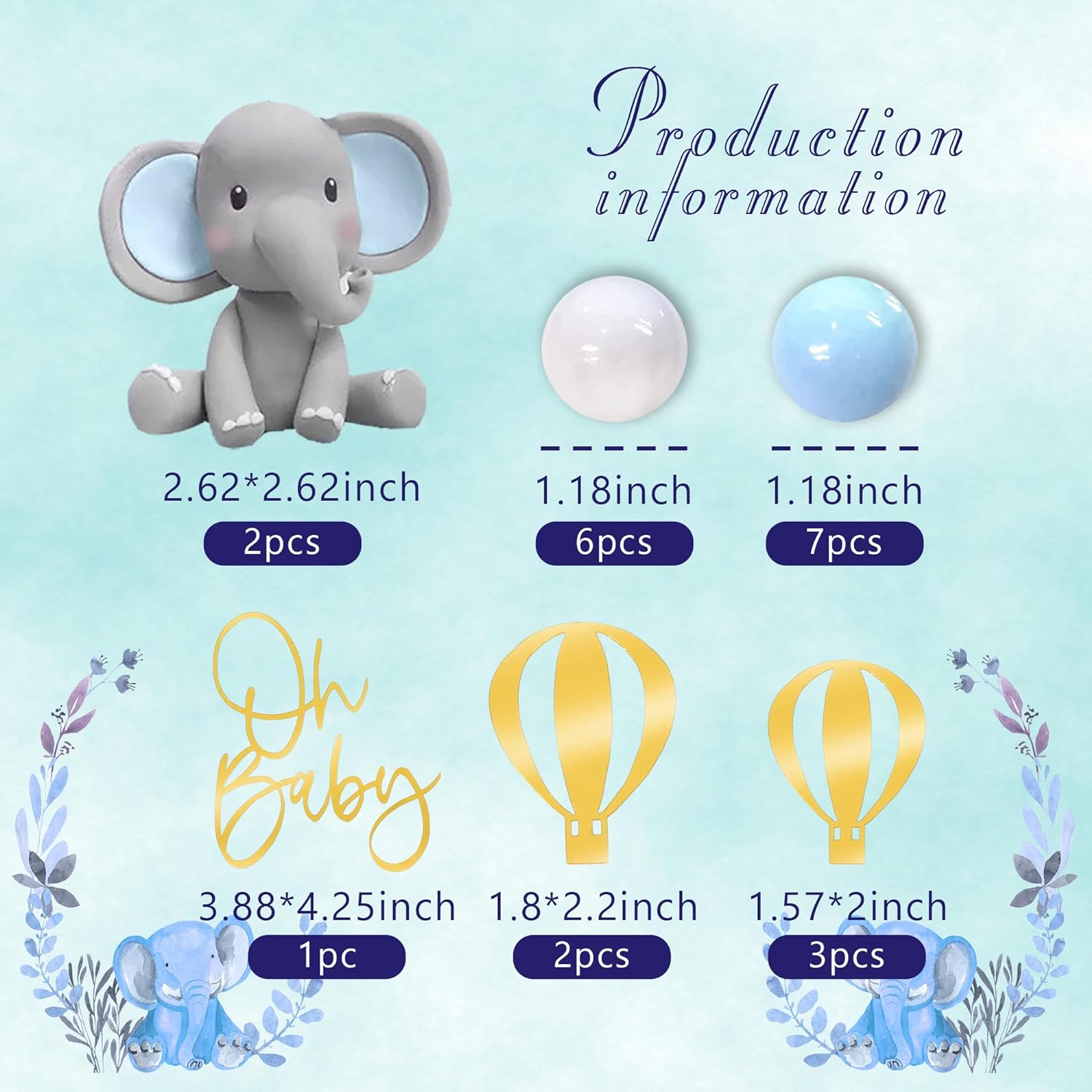 Dekorasi kue gajah dengan gaja - Baby Nursery Hot Air Balloon ulasan dan harga